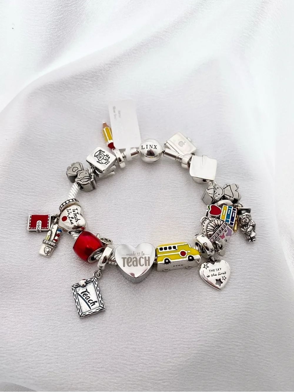 Linx Snake Chain Bracelet with Personalized Teacher Themed Charms
